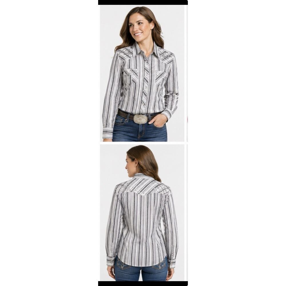 Adiktd Western Pearl Snap Button Shirt Plaid Embellished Women’s L
